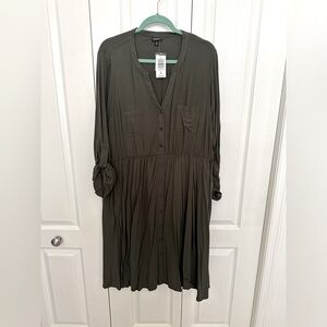 Torrid Olive Button Down Dress